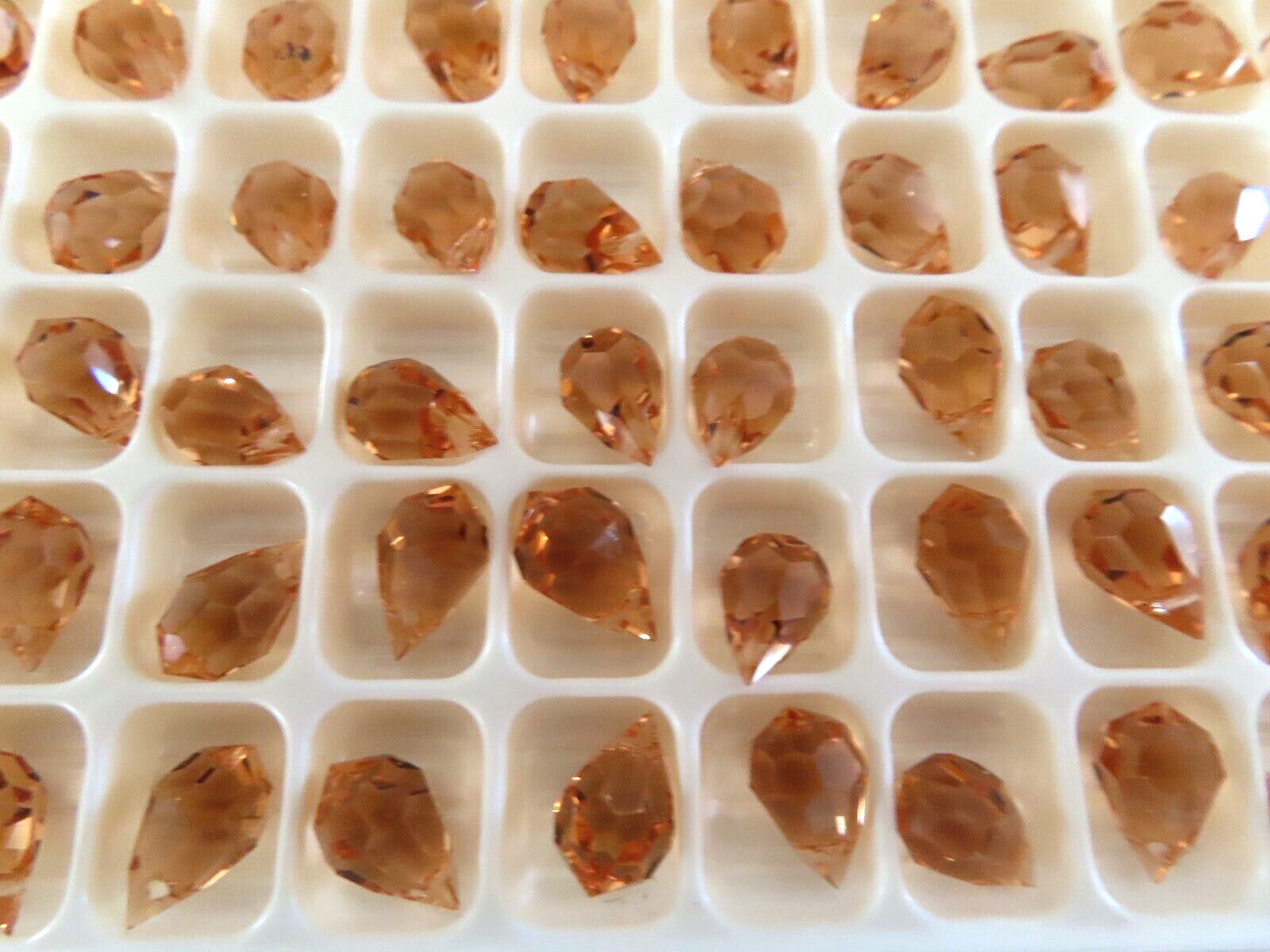 24 Preciosa Machine Cut Drop Pendants 6x10mm Light Peach