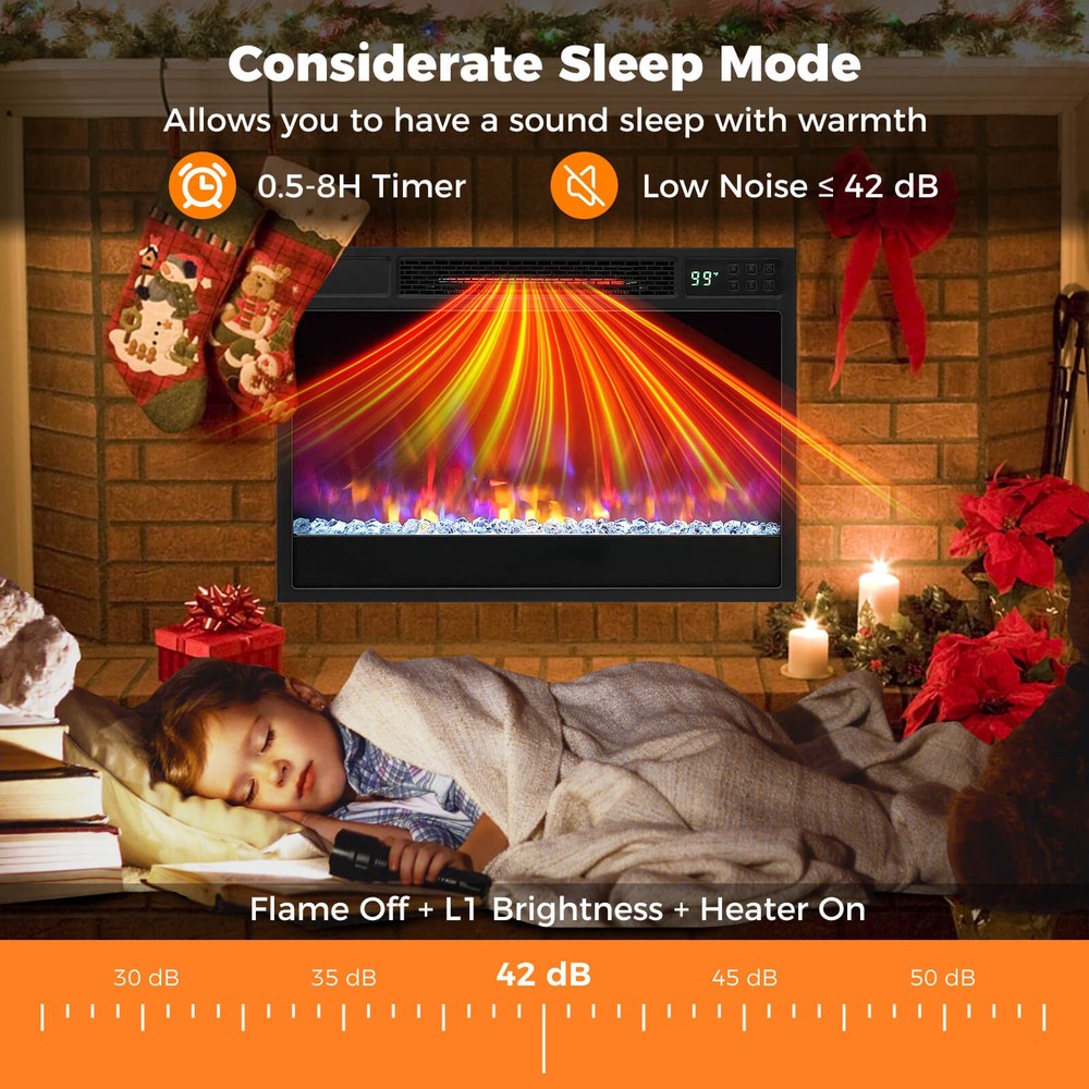 23-inch Infrared Quartz Electric Fireplace Insert with Remote Control