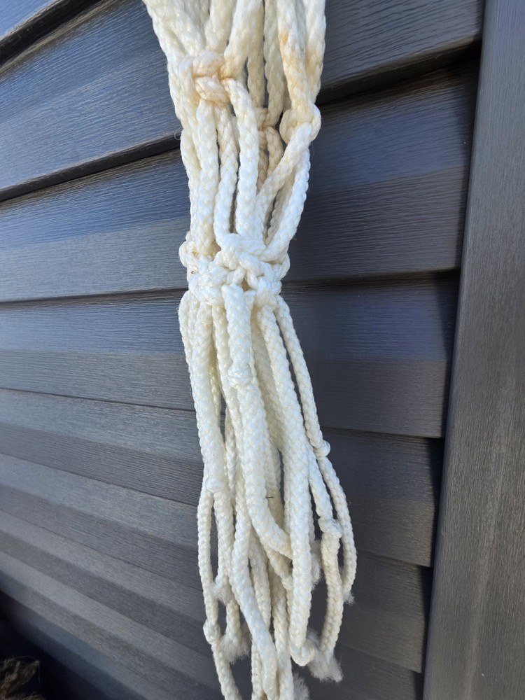 Vintage Boho Plant Hanger Macrame 48’’ Long Blue Beaded