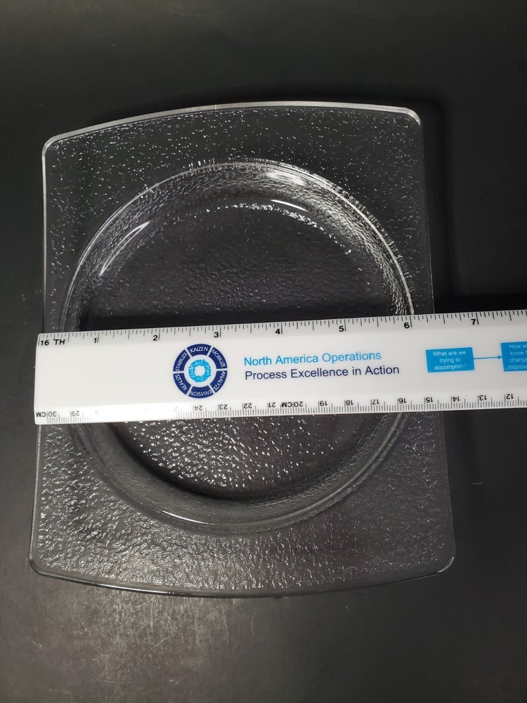 Art Deco Textured Rectangular Glass With Circular Tray Plate