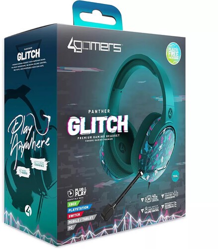 PC Accessory: Wired Headset - 4Gamers C6-100 GLITCH - Teal: Compatible with PC,