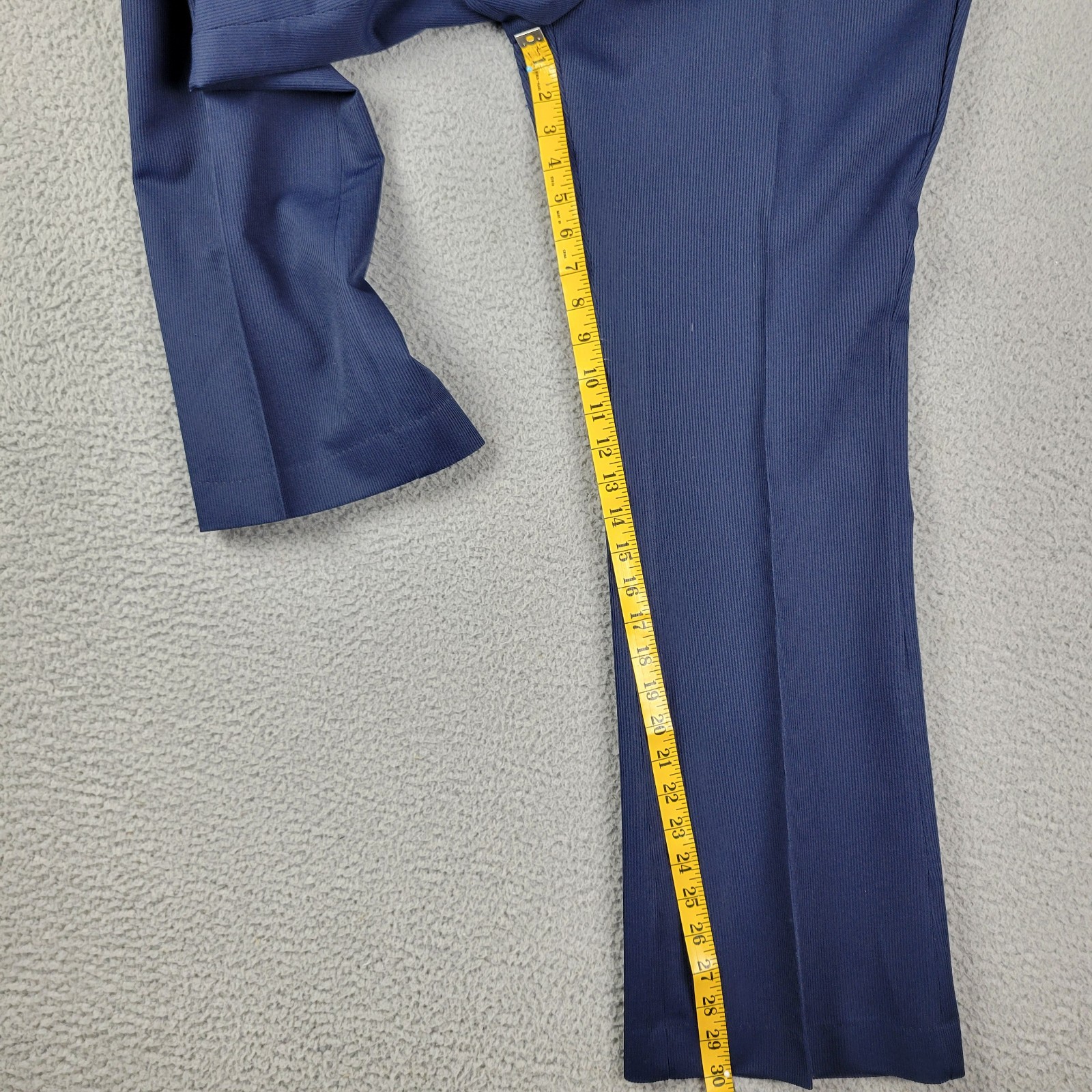 Mr Wrangler Knit Flare pants 34x30 navy blue stripe Dacron polyester 1971 USA