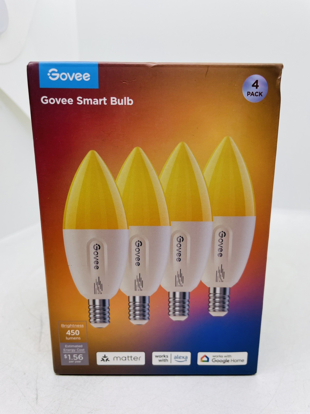 Govee H600B E12 Smart Bulbs 4 PACK - RGBWW Matter For Google Alexa Candelabra (j