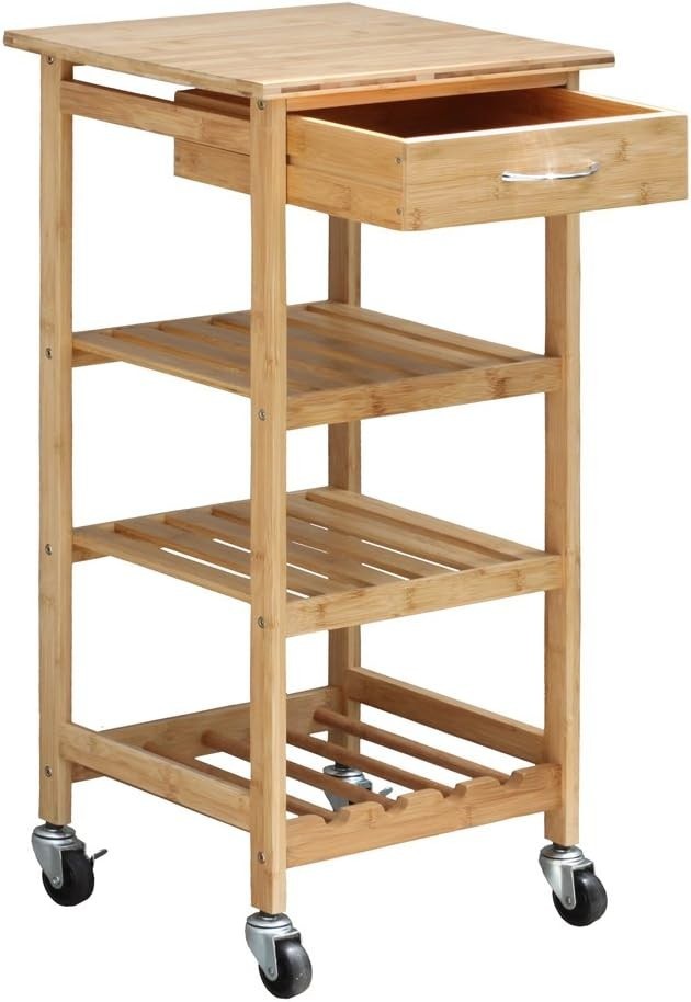 Oceanstar Design Group Bamboo Kitchen Trolley, Natural