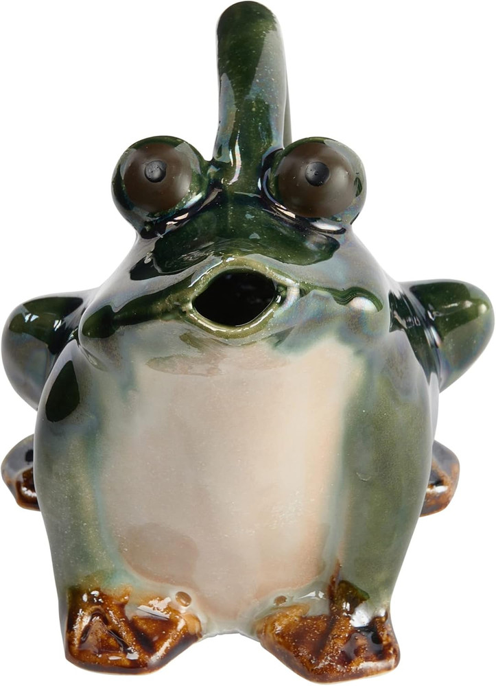 Stoneware Frog Watering Pitcher, Green
