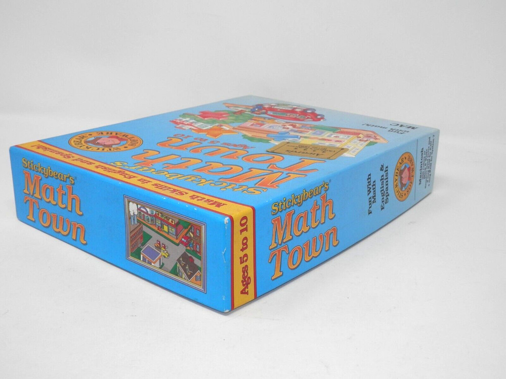 Vintage Stickybear's Math Town Macintosh Software - Floppy Disc Big Box Complete