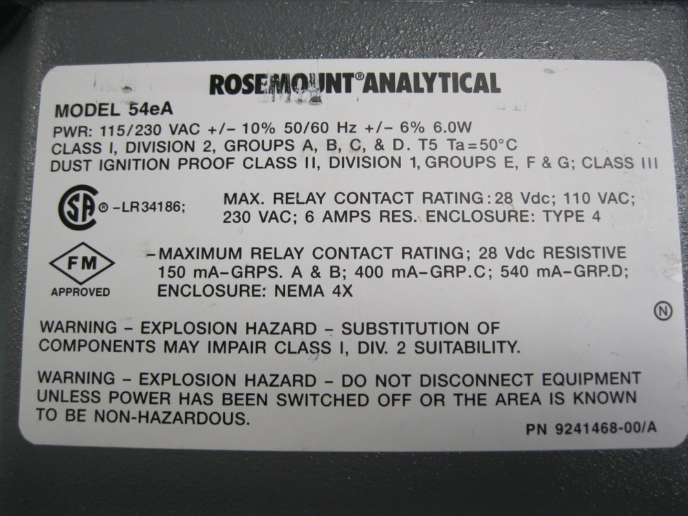 Rosemount 54EA-01 Amperometric HART Analyzer/Controller H12