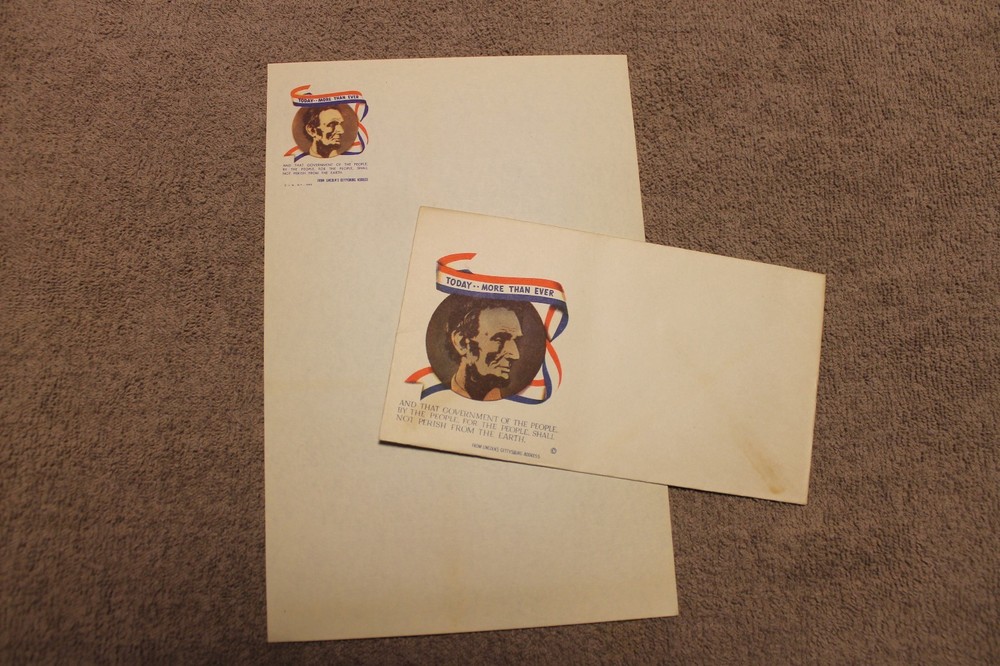Original WW2 U.S. Home Front Patriotic Letter Head and Matching Envelope Set