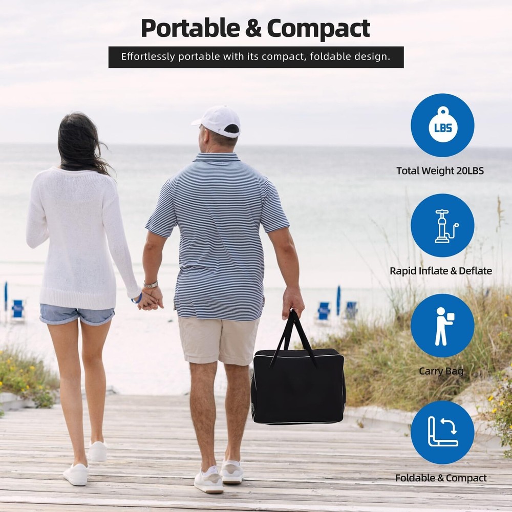 Danrelax 8'x8' Floating Dock, Inflatable Dock,Sunchill Float Ring,Fits 4-6