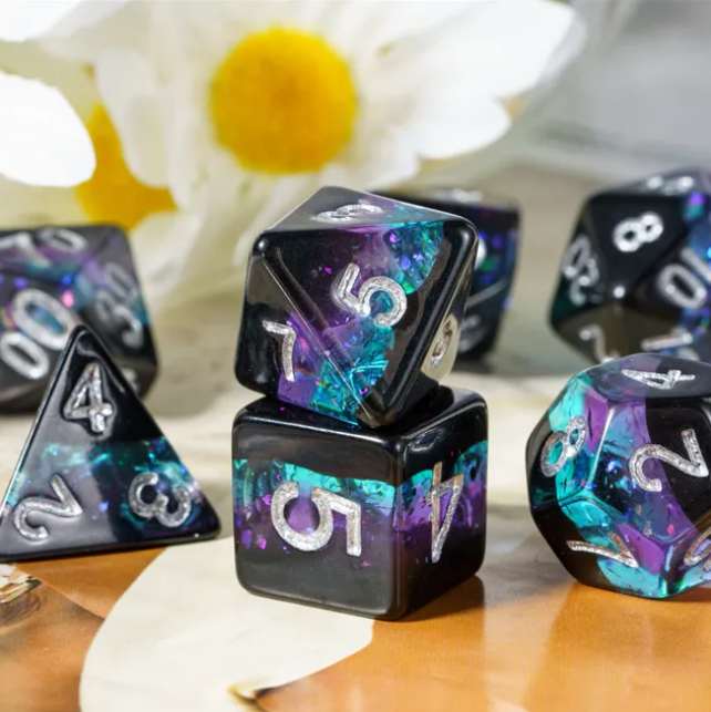 Ebon Twilight Poly RPG Dice Set for DnD Pathfinder d20