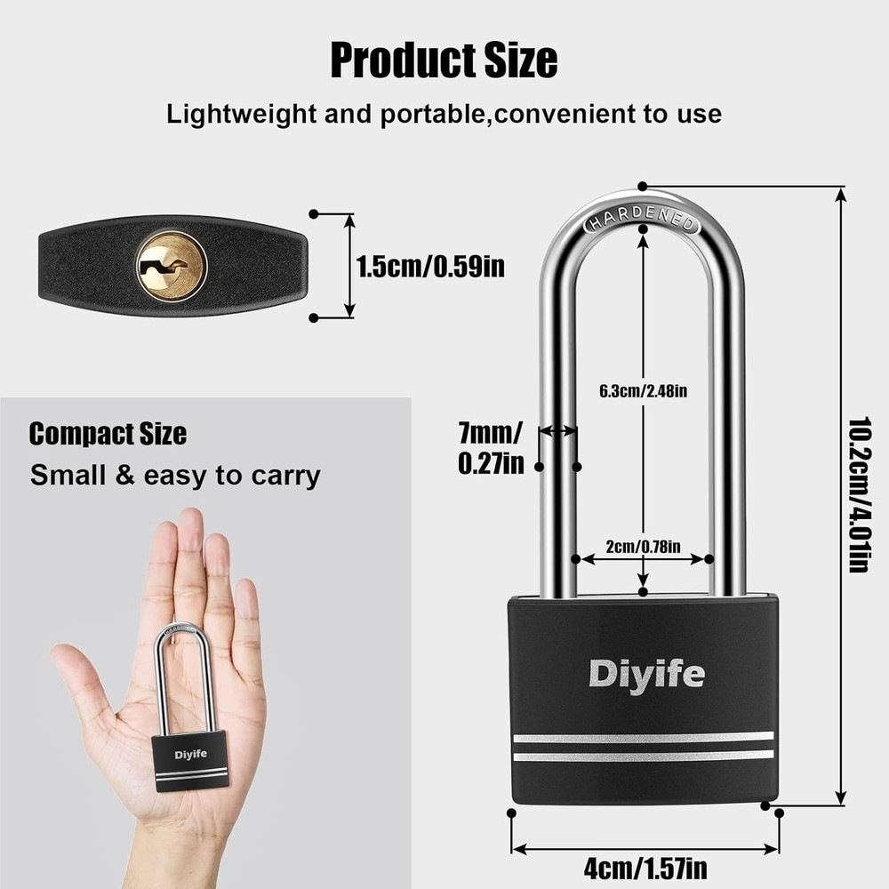 Durable Anti-Rust Padlocks - 2 Pack with 4 Alike Keys for Total Convenience