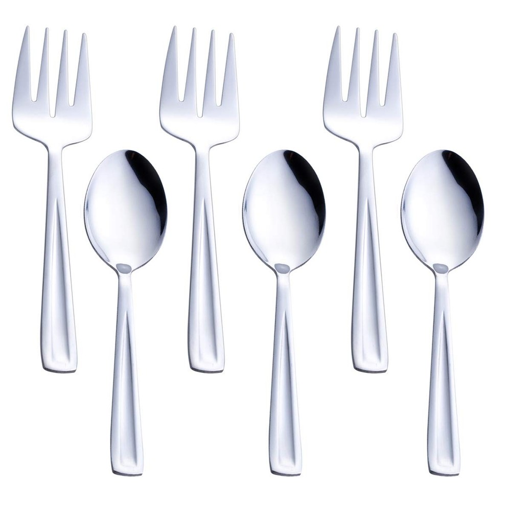 Stainless Steel Serving Spoon and Serving Fork Set, Include 3 Large Serving S...