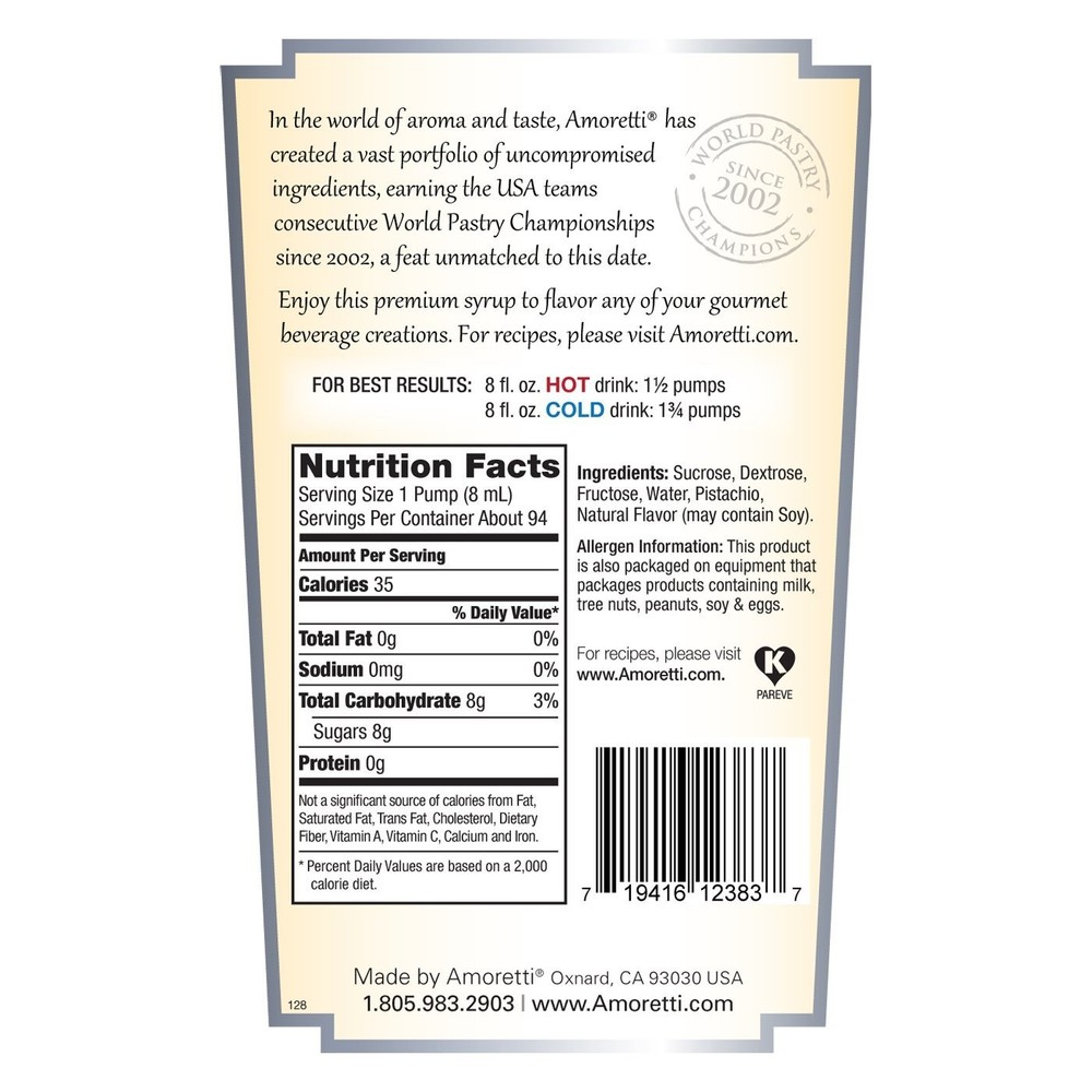 Premium Syrup, Pistachio Praline, 25.4 Ounce