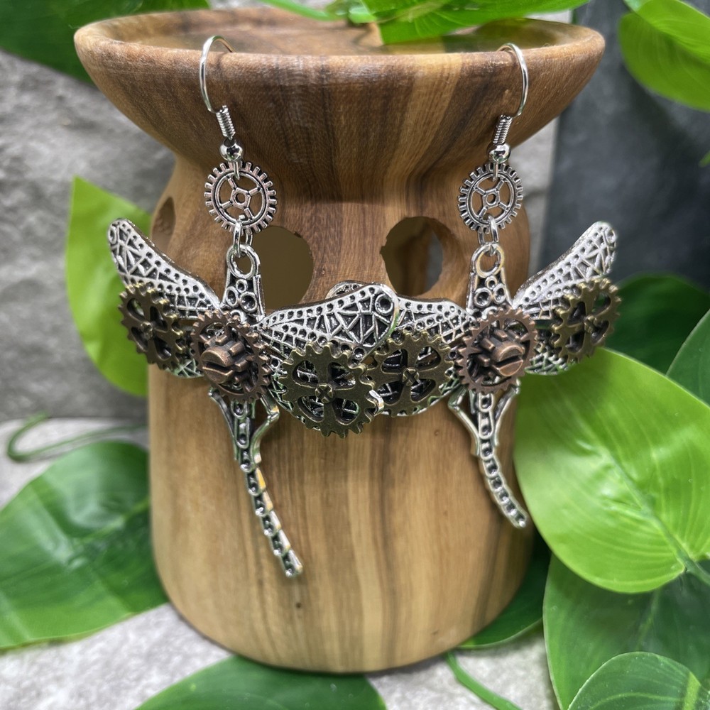 3” Silver-tone Steampunk Boho Drop Dangle Earring Set New Free Ship C141