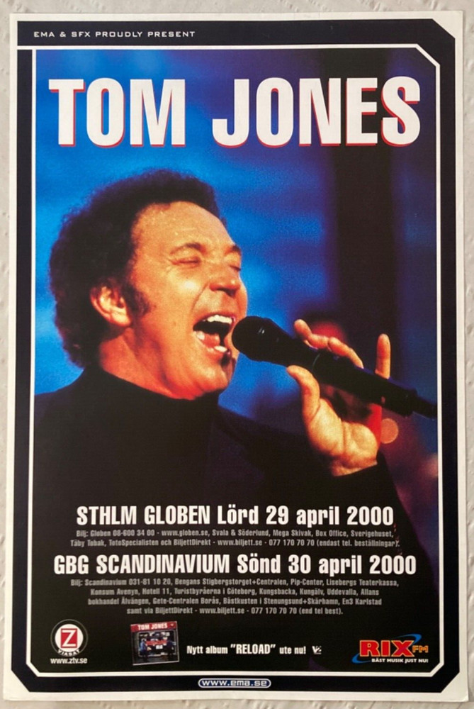 Tom Jones 2000 Swedish Tour Poster