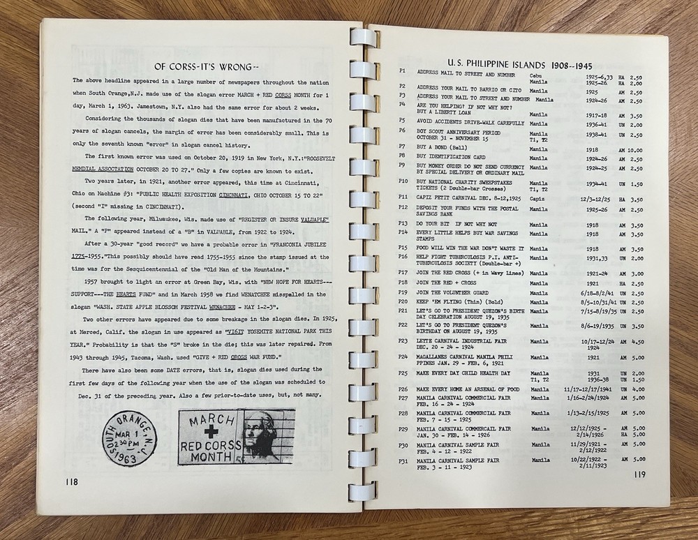 VINTAGE 1963 US POSTAL SLOGAN CANCEL CATALOG BOOK BY MOE LUFF, GREAT CONDITION