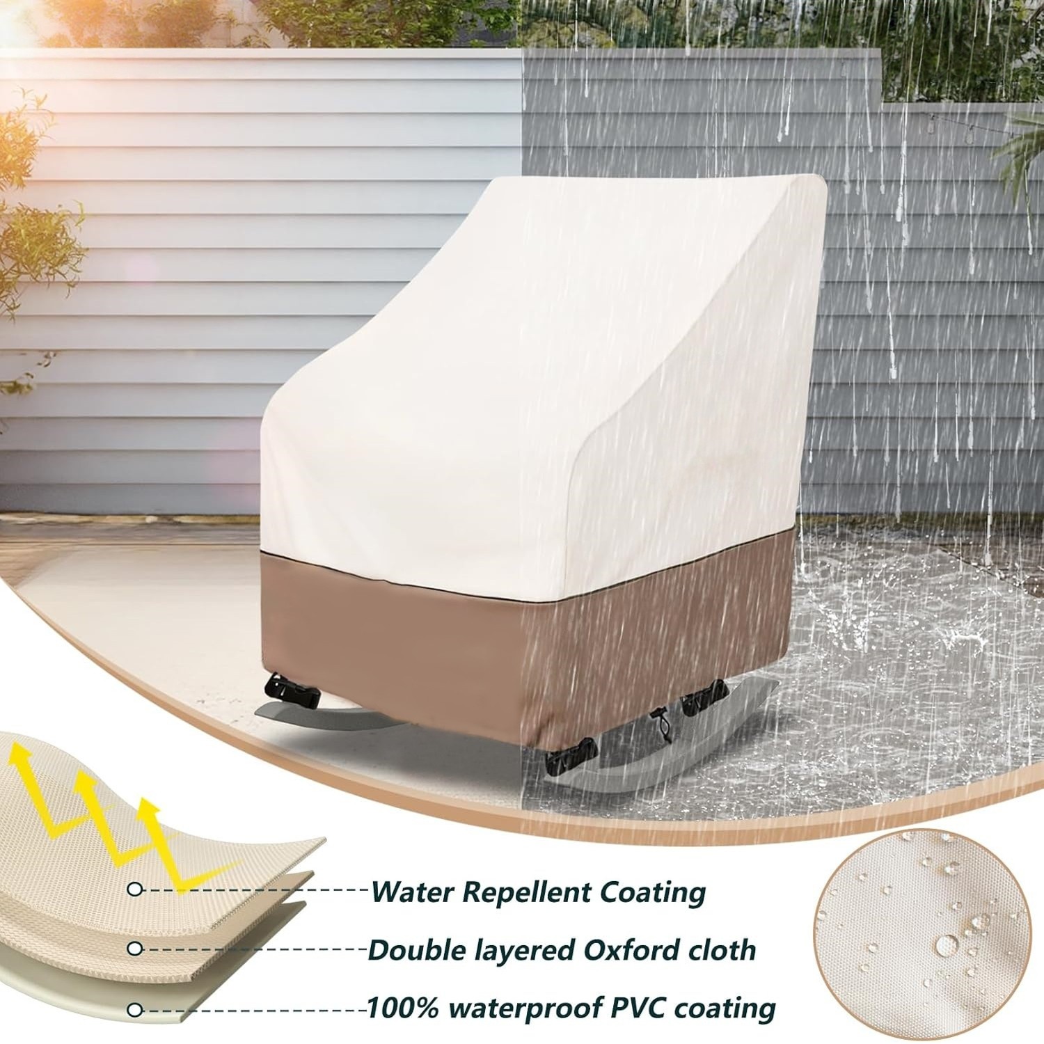 HBN 2Pcs Patio Chair Covers, Waterproof Patio Furniture Covers, 33” x 33” x 36”