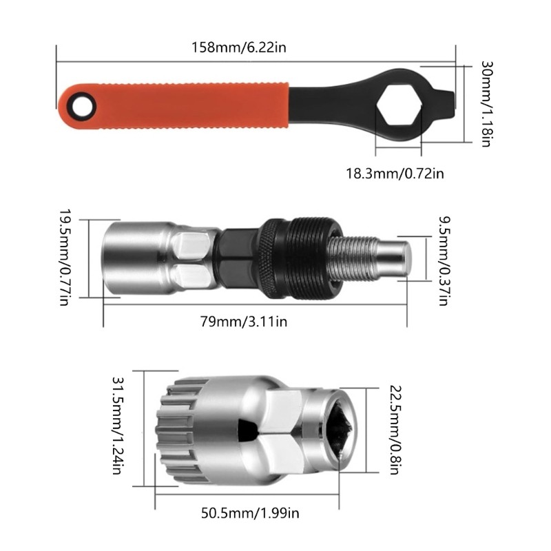 Bicycles Crank Pullers Bicycles Bottom Bracket Removal Tool with 16mm Spanners