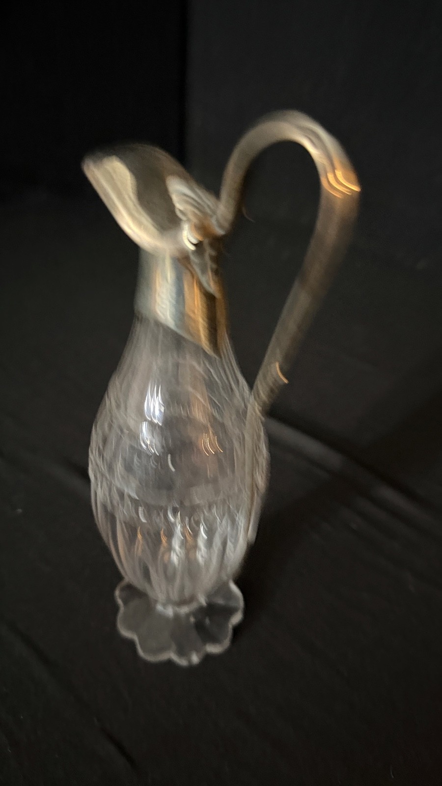 Antique English George III Sterling & Cut Glass Decanter 1800