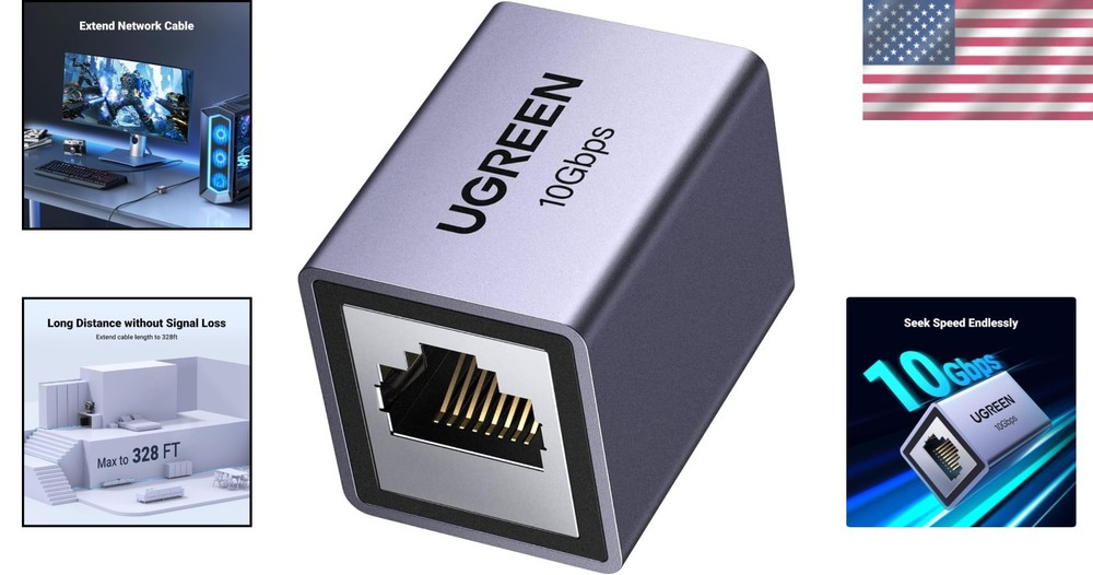 High-Speed Ethernet Coupler - 10Gbps Data Transfer, 328ft Extend, Durable Design