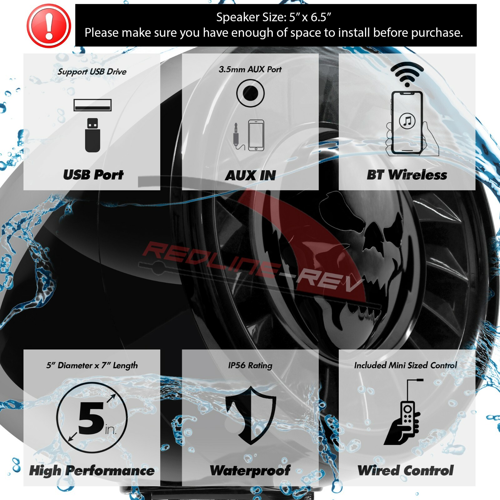 600W Amplifier Bluetooth Stereo Speakers Audio System Harley Motorcycle ATV UTV