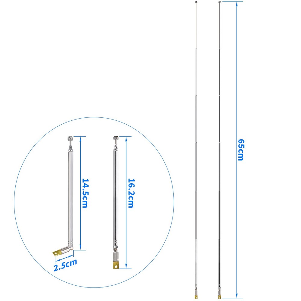 Bingfu 6 Sections Telescopic 65cm AM FM Antenna Foldable