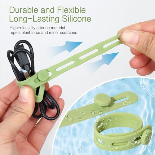 Silicone Cable Ties Reusable Washable Adjustable