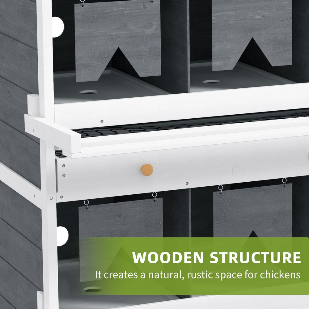 8 Compartments Nesting Boxes for Chickens w/ 2 Egg Collection Trays