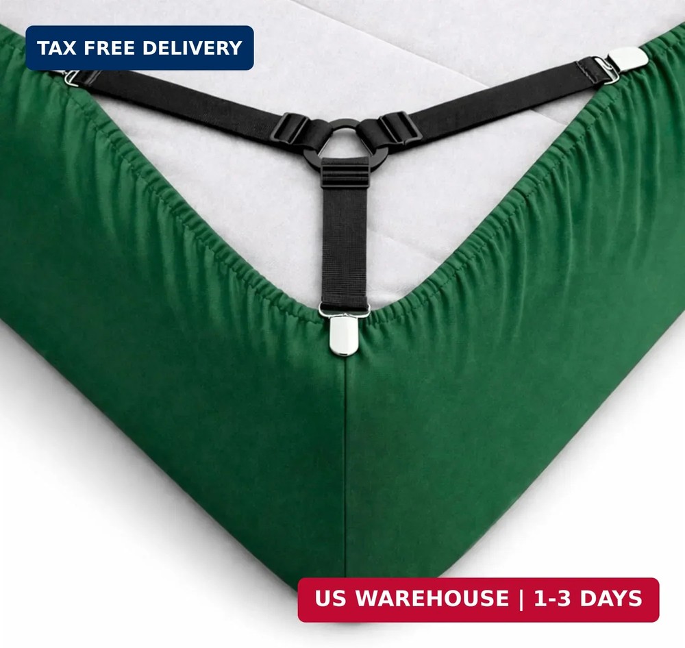 Bed Sheet Holder Straps 4 Pack - Adjustable Triangle Fitted Sheet Grippers, Heav