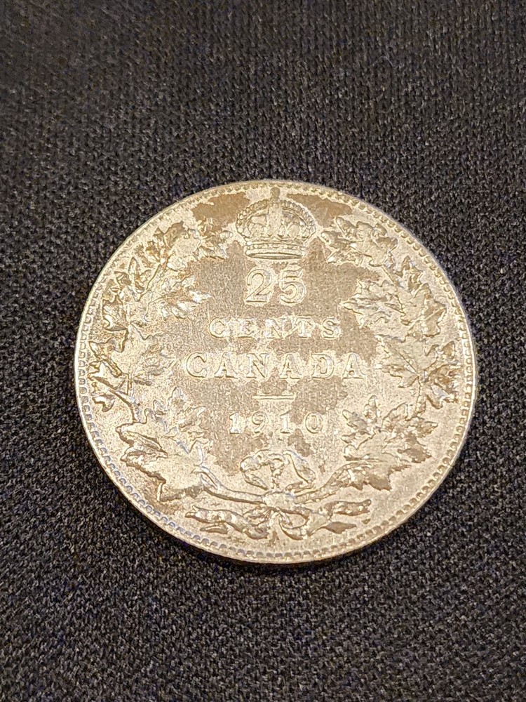 1910 Canada 25 Cents Silver Coin