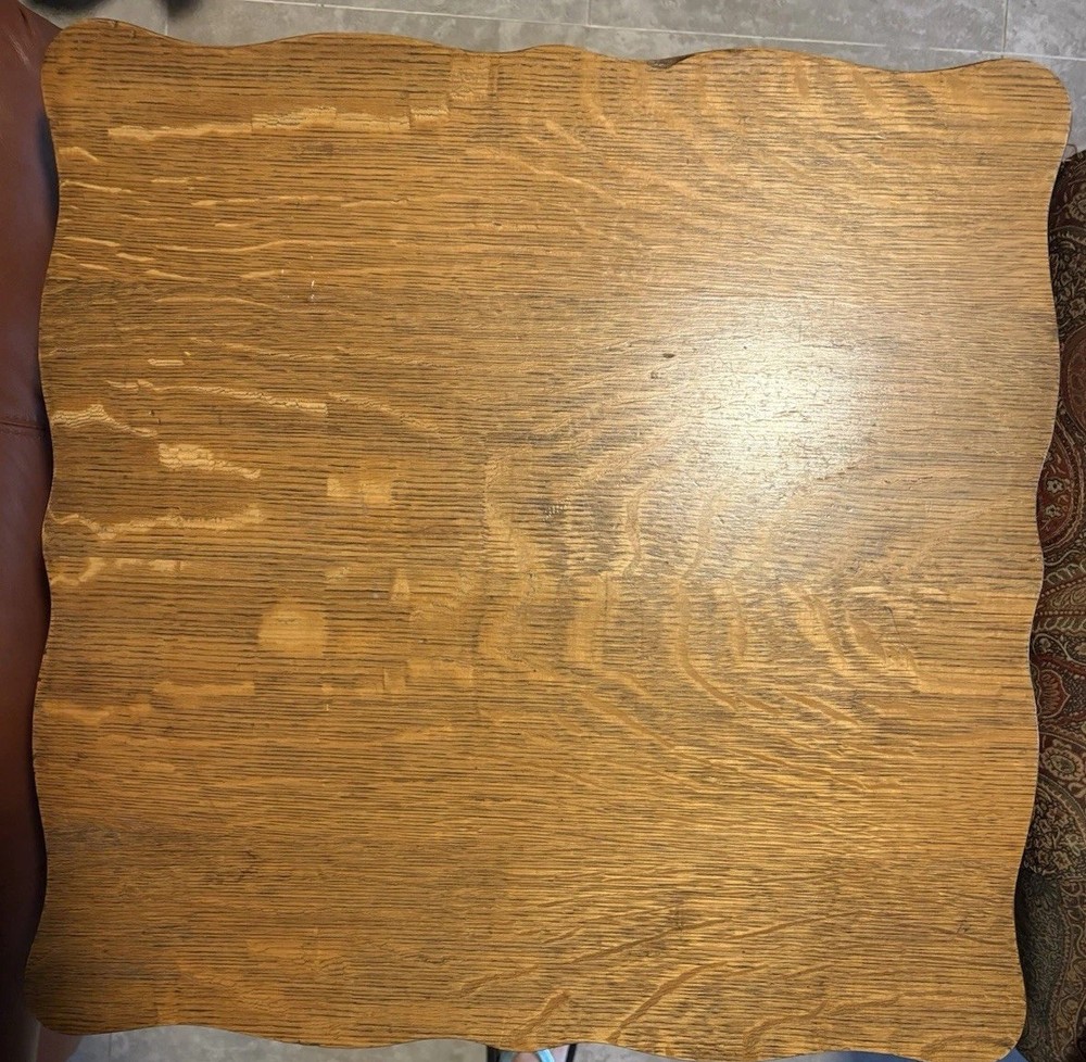 Square Oak Parlor Lamp Table - Antique