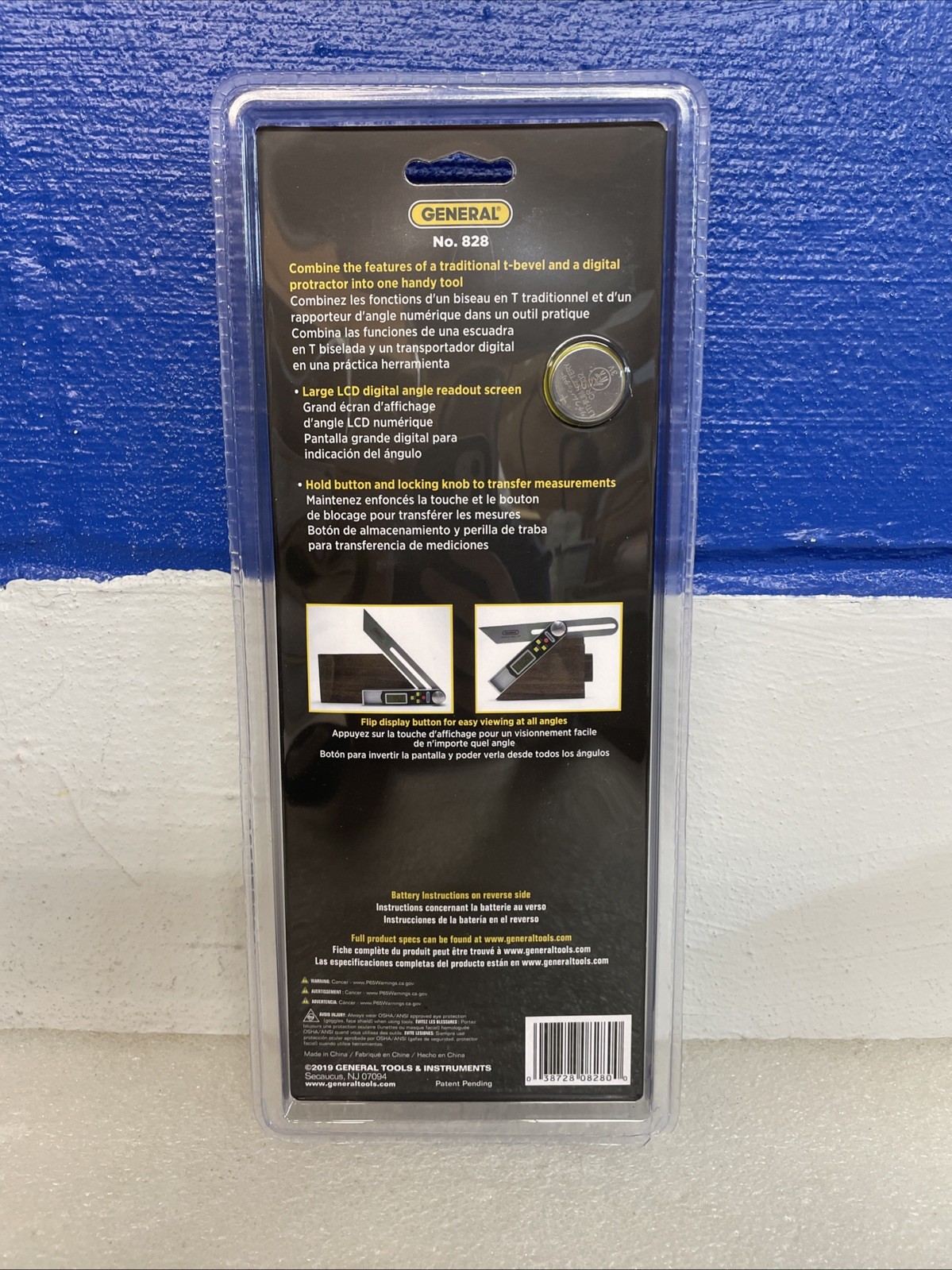 General Tools 828 Digital 8" Sliding T-Bevel Protractor Gauge Angle-izer New