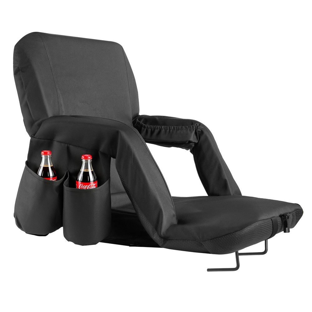 Folding Stadium Chair with Back Support, Armrest & Storage Pouch