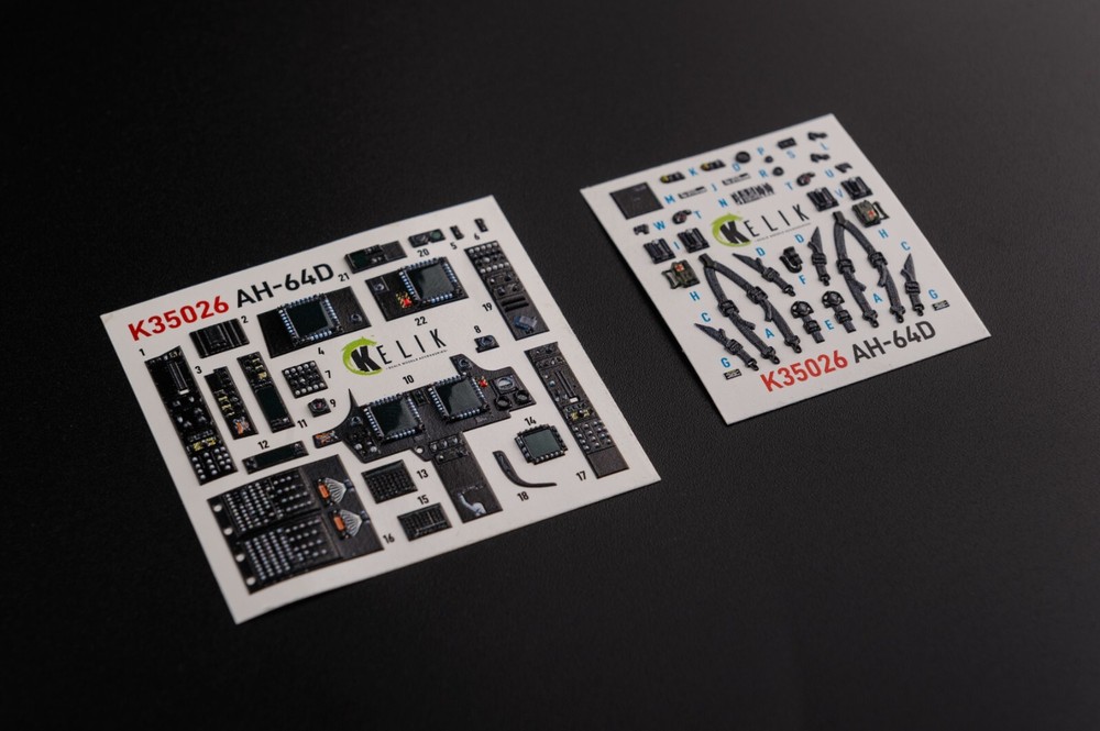 AH-64D Apache interior 3D decals for Meng kit 1/35 Kelik K35026