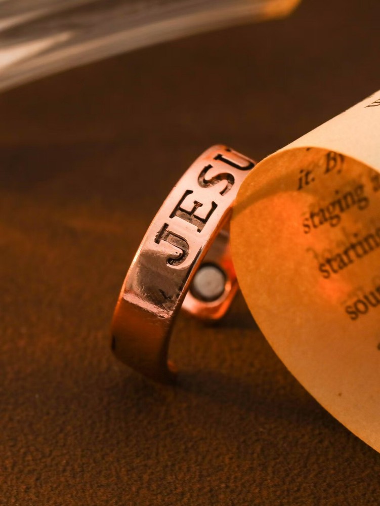 Pure Copper Magnetic Ring Arthritis adjustable Copper Ring Jesus Christ Ring