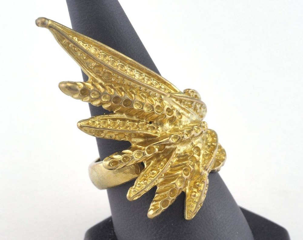 Flower Adjustable Ring Raw brass (19mm 9US inner size) 2736 ring25