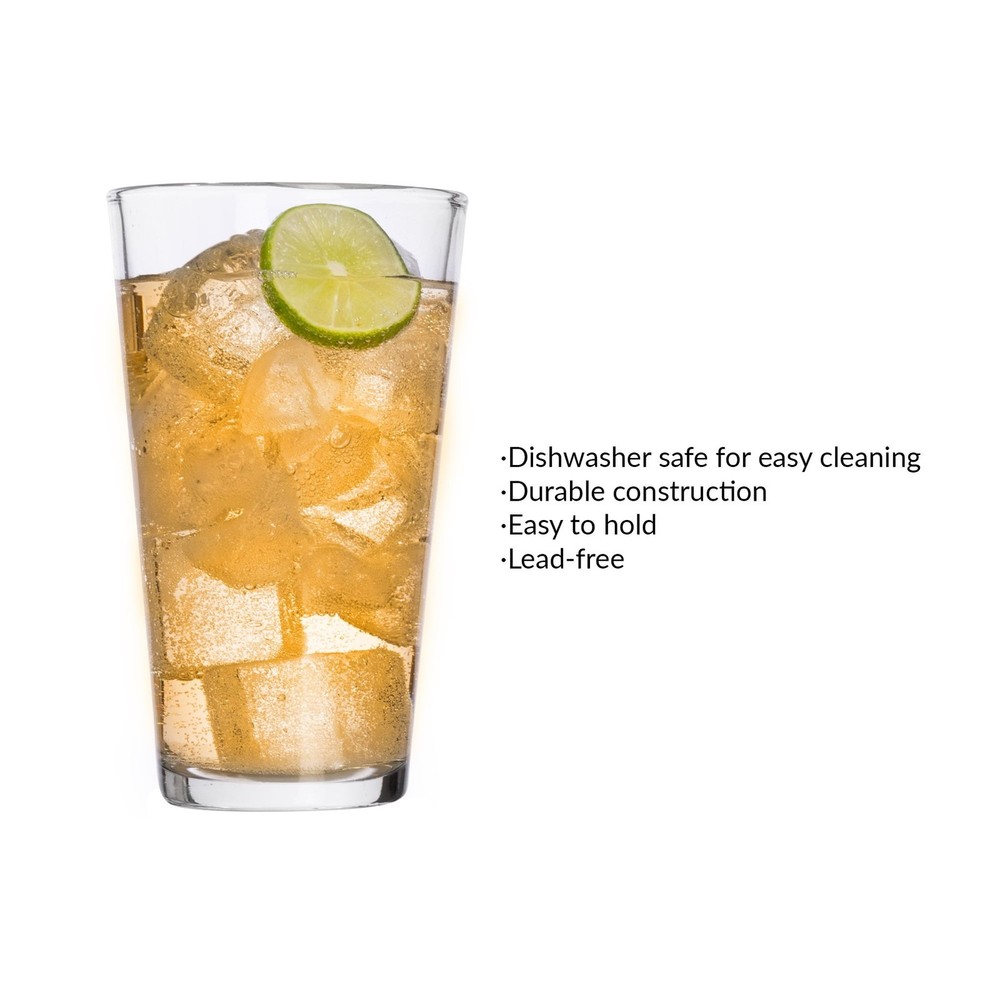 4 pack 16oz Stackable Drinking Glasses Milk Beer Everyday Clear Pint Glasses