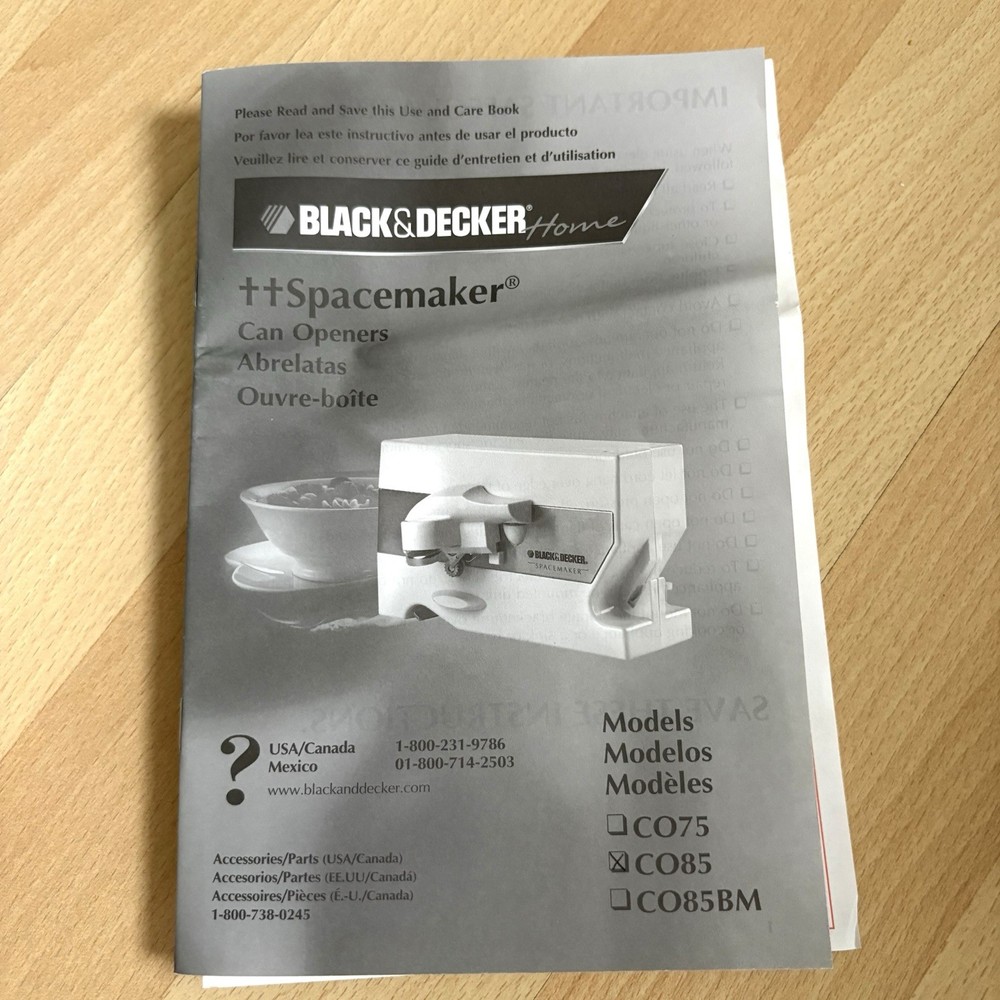 BLACK & DECKER Spacemaker Under Cabinet Can Opener & Knife Sharpener White CO85