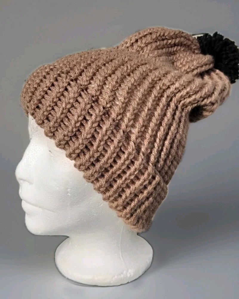 Brown Beanie Handmade Knit Hat