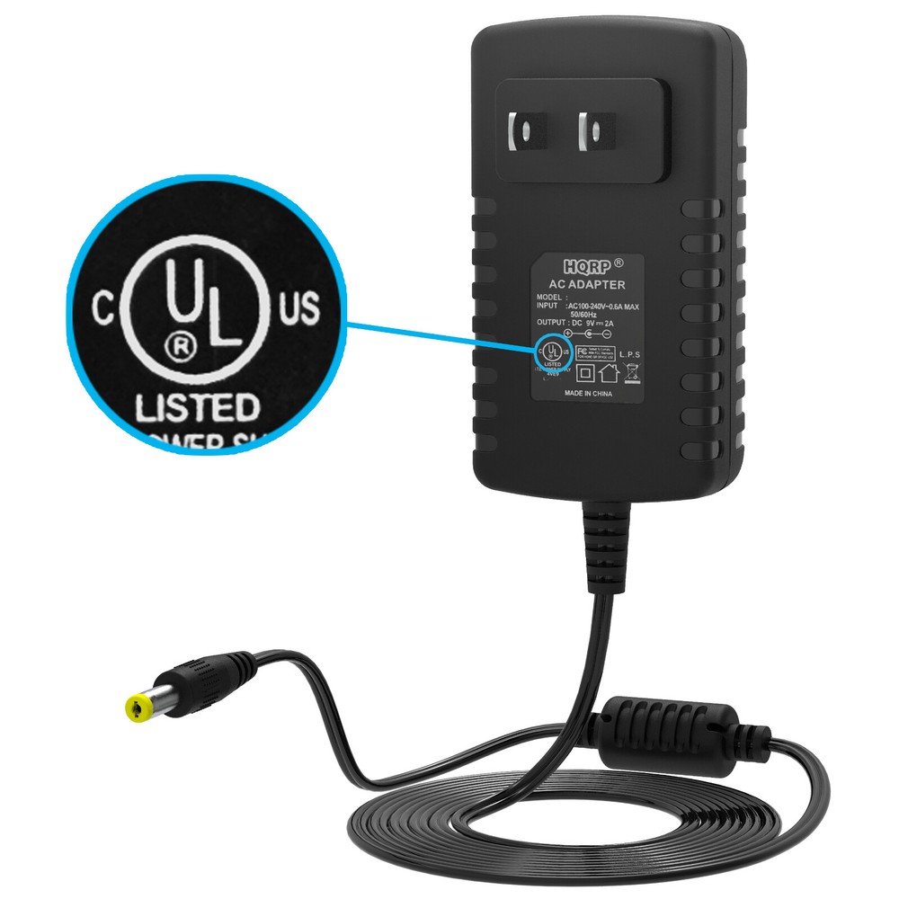 9V AC Adapter & 5 Daisy Chain Cable for 9V DC Tip Negative Guitar Effect Pedals