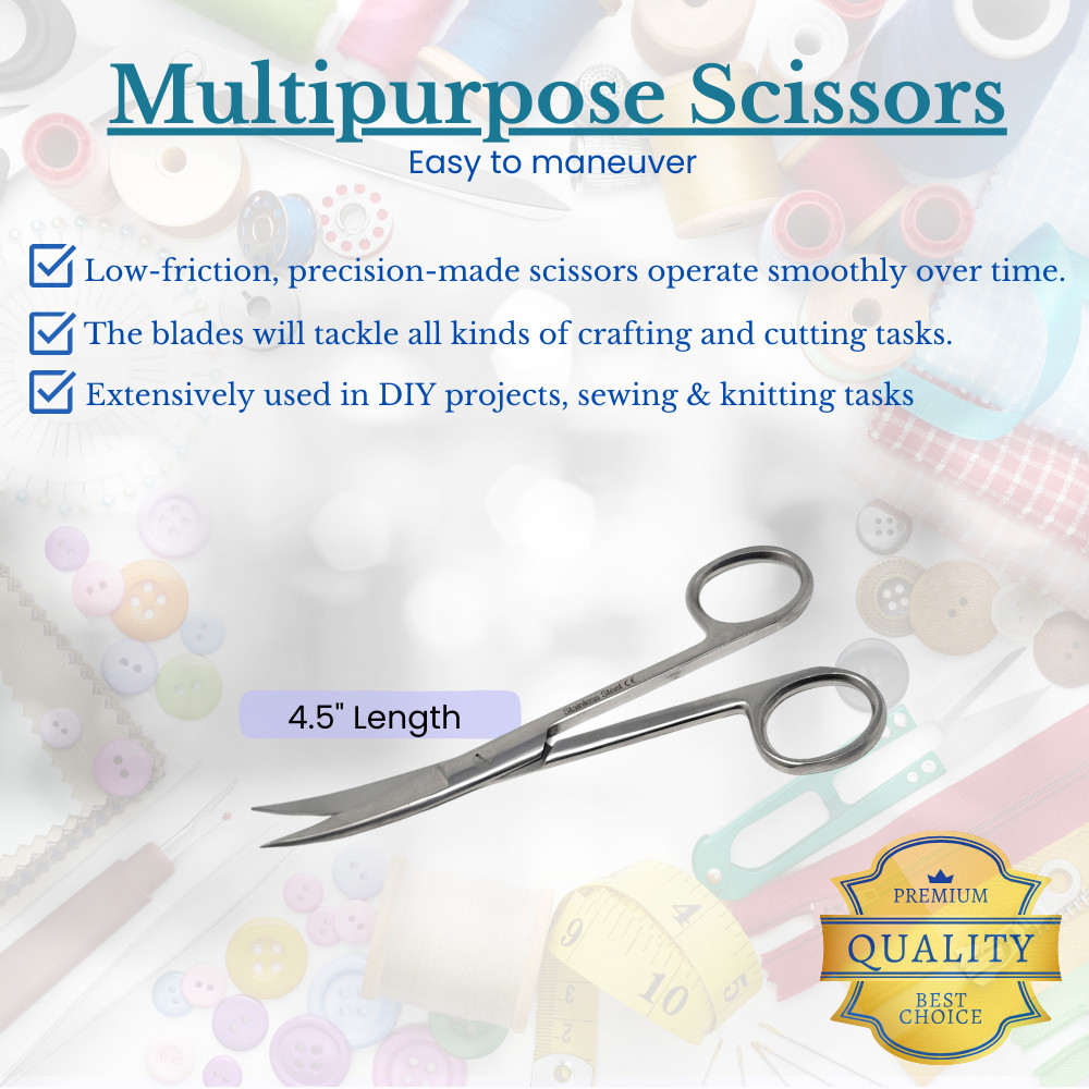 Embriodery  & Craft Scissors  4.5" Curved Tips Sharp/Sharp Stainless Steel