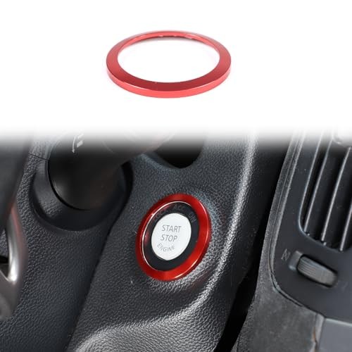 Car Engine Start Stop Button Cover Compatible with One click to start ring red