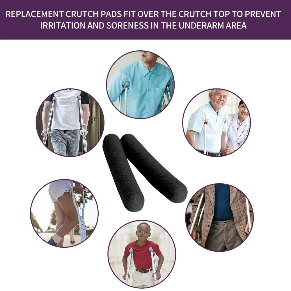 Replacement Crutch Pads, 2 Pack Padding, Underarm Sets-Padds