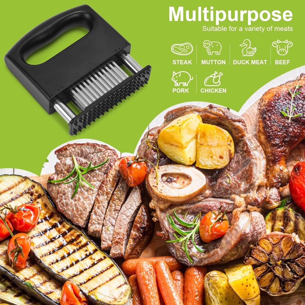 Meat Tenderizer Tool, Stapler with 48 Stainless Steel Black