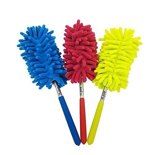3 Pack Retractable Long-Reach Washable Duster for Cleaning, Microfiber Hand