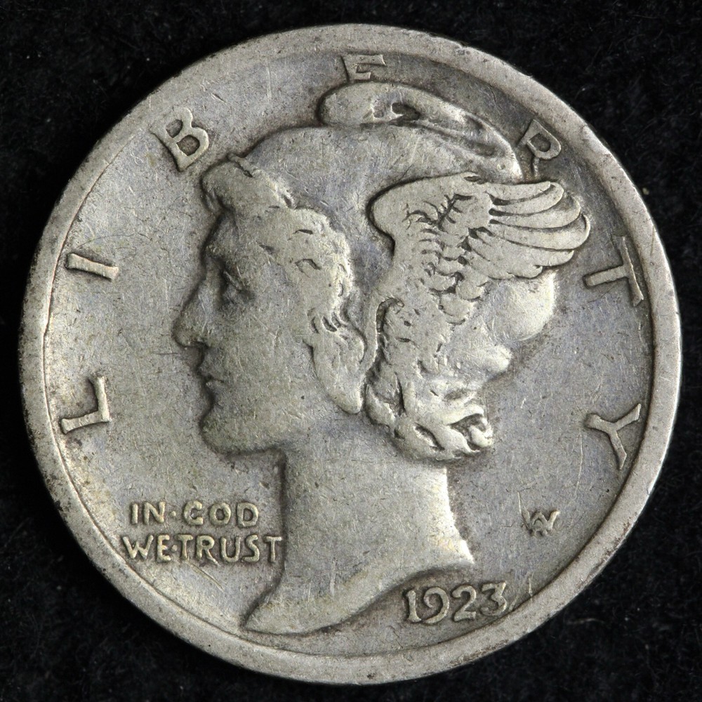 1923 Mercury Silver Dime XF E245 RM