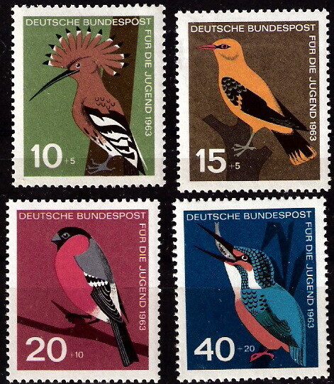 Germany 1963 Colorful Birds Semi-Postal Set MNH (SC# B388-B391)