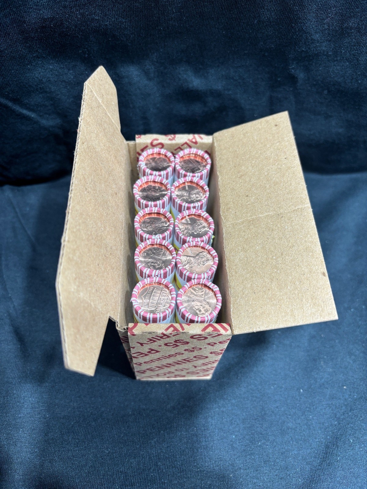 10 Roll set of Mint 2025 Pennies - 5 Denver and 5 Philadelphia - Free Shipping