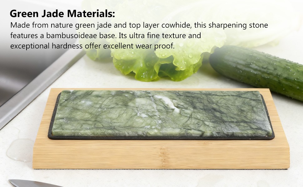 Dual Sided Grit Green Jade Knife Sharpening Stone Bambusoideae Base Angle Guide