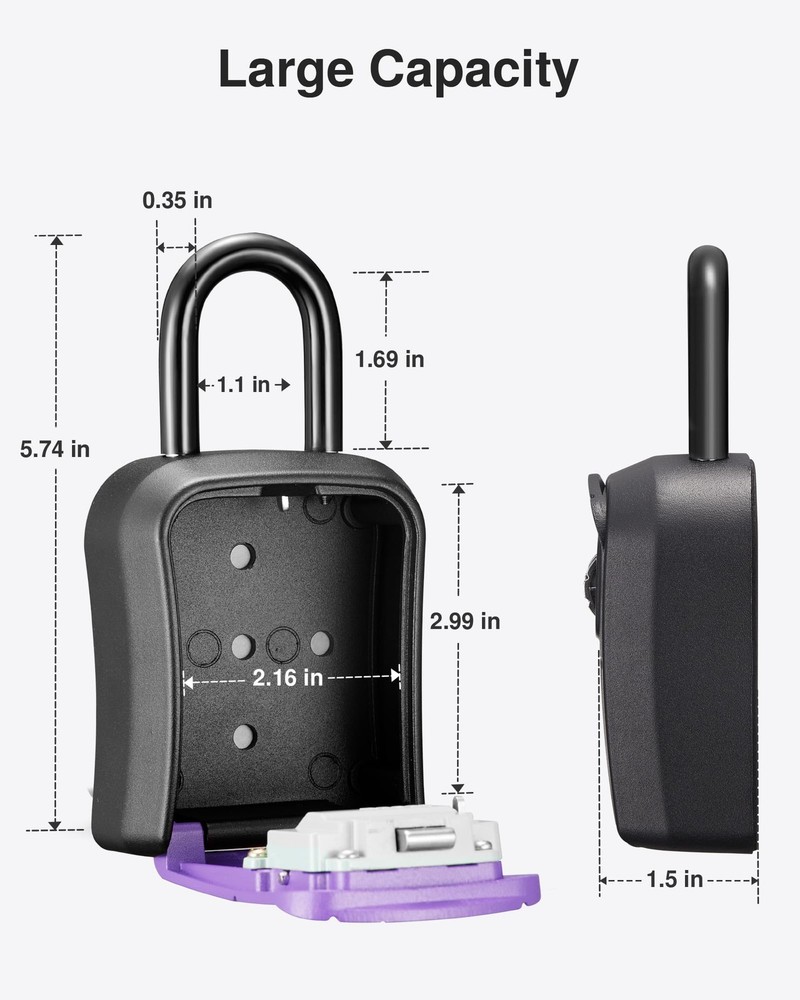 Key Lock Box, Portable Combination Lockbox Wall-Mounted Key Storage Box for H...